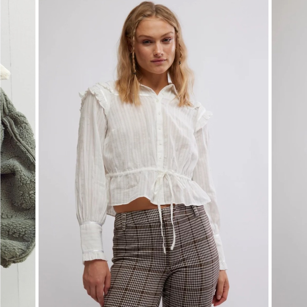 NWT FREE PEOPLE Daybreak Blouse Solid / Optic White